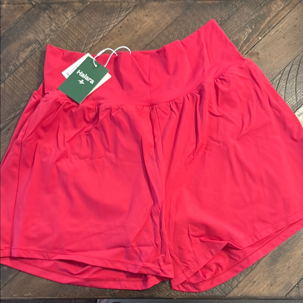 NWT XL HALARA Red Athletic Shorts Lightweight Elastic Waist